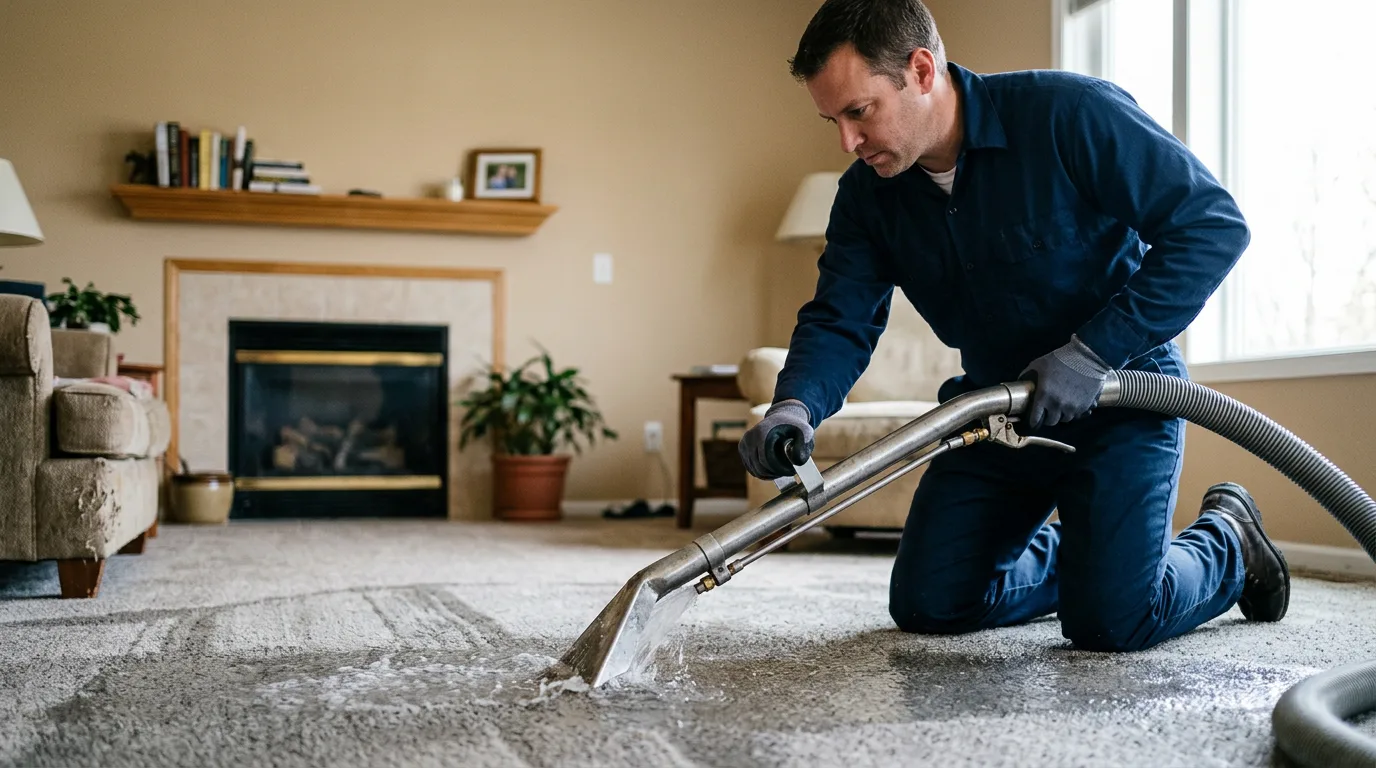 Water damage restoration technician working near Evergreen, NC